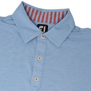 FootJoy Mens XL Polo Shirt Light Blue Heathered Performance Golf Short Sleeve FJ